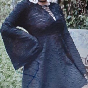 Lace Up Trumpet Sleeve Dress